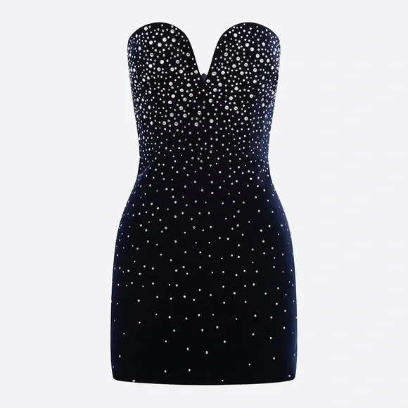 Alex Perry Crystal Velvet Mini Dress / FINAL SALE - Picture 3 of 11